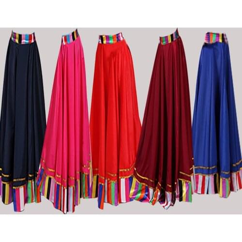 Pleated Skirt for Women Flamenco Skirt Gypsy Girls Retro Vintage Chinese Folk Dance Spanish Traditional Bullfight Dance Dress