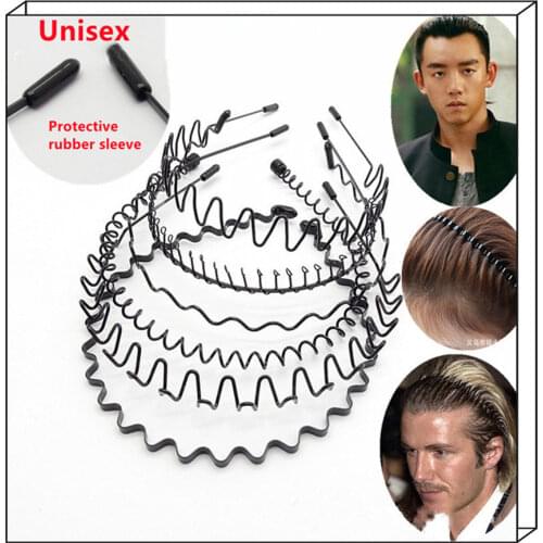 Mens Headband-Iron steel waves hairband Tide man hair hoop Dorsal head Headband Sports Face washing Headband Headdress