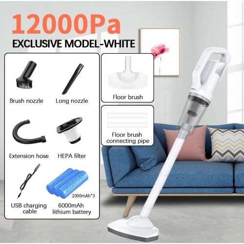 Car Vacuum Cleaner Cordless USB Chargable 12000Pa Big Suction Handheld Vacuum Cleaner For Household Office Auto Pet Hair