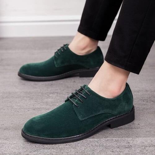 Luxury Designer Men Vintage Suede Green Evening Oxford Shoes Moccasins Wedding Party Formal Footwear Sapato Social Masculino