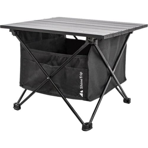 ShineTrip Folding Picnic Table with Seat Pocket Camping Table Waterproof Tableware Clothes Storage Bag for Outdoors