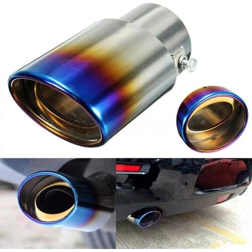 2.5'' Universal Inlet Grilled Blue Car Stainless Steel Exhaust Muffler Tip Pipe