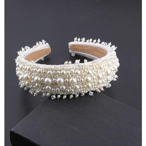 Baroque Gorgeous Full Pearl Headbands Luxury Crystal Hairbands For Women Rhinestone Tiara Bridal Hair Accessories310