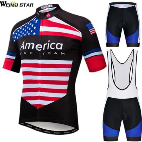 Weimostar 2021 Summer USA Cycling Jersey Set Men Mountain Bike Clothing Ropa Ciclismo Pro Team Bicycle Clothes Road Cycling Wear