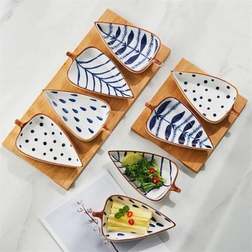 Japanese Ceramic Leaf Shape Seasoning Bowl Creative Small Dessert Plates Home Snack Dish Sauce Kitchen Sushi Cake Tray Tableware