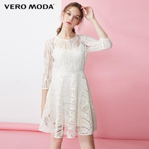 Vero Moda Women Vintage Lace Waist Crew Neck Party Dress | 31937C539