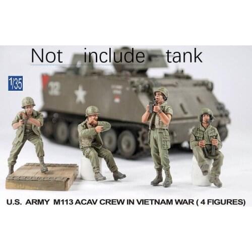 1/35 Scale Unpainted Resin Figure US M113 ACAV Crew in Vietnam War 4 figures GK figure