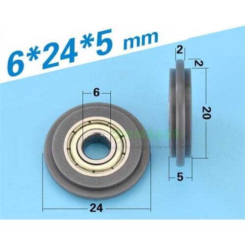 1pcs 6*24*5mm 696 Bearing PU-coated Door and Window Pulley, am Groove Track Guide Wheel