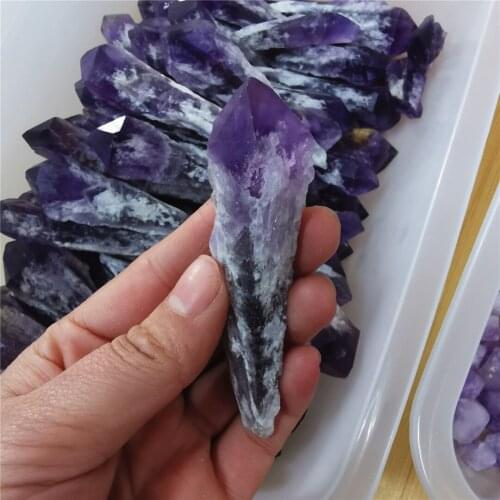 1pcs 60-70mm Beautiful natural amethyst point quartz crystal reiki healing natural stones and minerals
