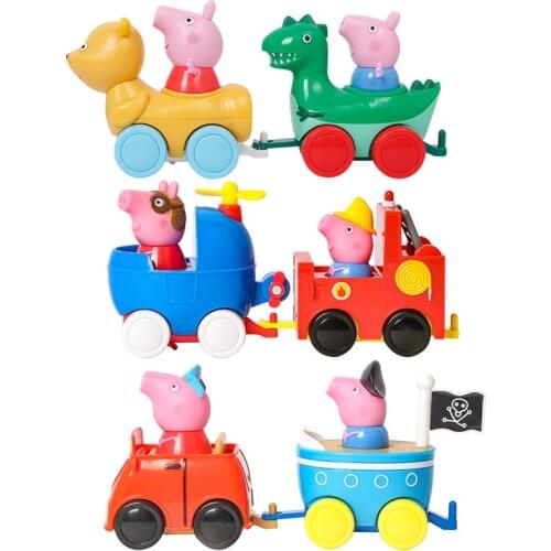 1pcs Peppa Pig George Pig Pedro Pony Rebecca Rabbit Grandpa Pig Friction Inertia Car Anime Figures Toys Kids Birthday Gifts