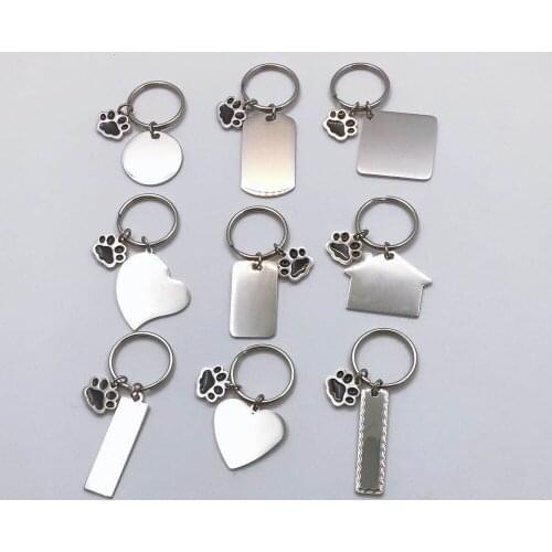 10pcs stainless steel heart charm personalized customization Bag Ornament Pendant Christmas Gift Key Chain Key Ring