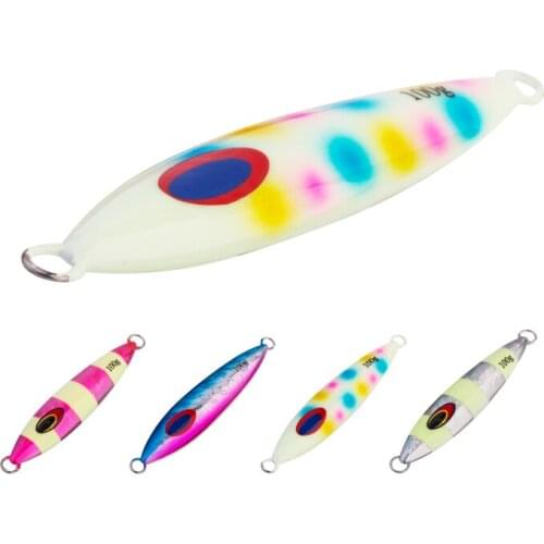 150g Metal Fishing Lure Slow Jigging Jigs Luminous Casting Spoon Lure Bait Artificial Lead Metal Fishbone Fishing Bait