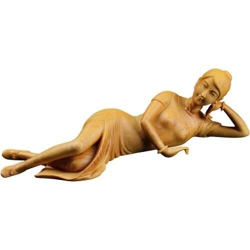 18CM Wooden Classical beauty girl Statue Chinese wooden sculpture Wood decoration figure statues for