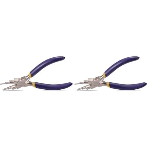 2 Pcs Diy Nickel Iron Pliers Carbon Steel Round Nose Pliers Hand Tools Jewelry Accessories Production Six-Section Pliers