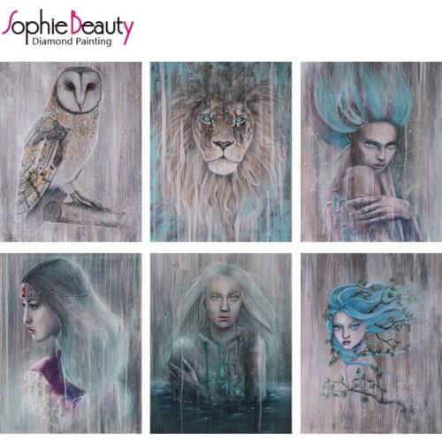 2018 Limited Portrait Europe Diy Diamond Painting Cross Stitch Mosaic Embroidery New Fashion Beauty Lady With For Lion And Owl