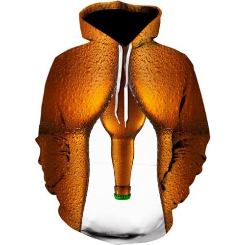 2021 3D Hooded Sweatshirt Mens Beer 3D Printing Casual Fashion Street Jacket Pullover Spring Sportswear