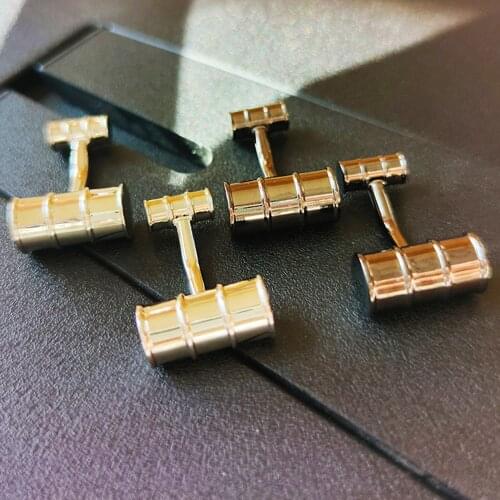 2PRS/Sets Cylindrical design cufflinks for mens Black/ White Color OL cuff link Copper Metal Simple Mans cuff buttons