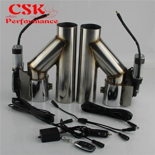 3" 76mm Dual Electric Exhaust Cutout Cutoff Downpipe Dump Bypass Valve Kit Wireless Controller / Switch Control