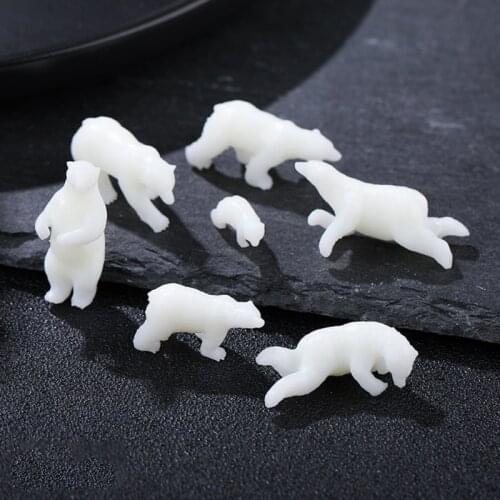 3 Pcs/Set Soft Plastic Polar Bear Models Epoxy Filling Material Crystal Resin DIY Crafts 3D Mini Animals Modeling Filler