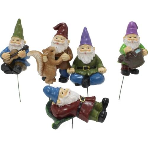 5pcs Dwarf Figurines Resin Potted Plant Plug-in Garden Courtyard Micro Landscape Decor Cake Baking Ornament