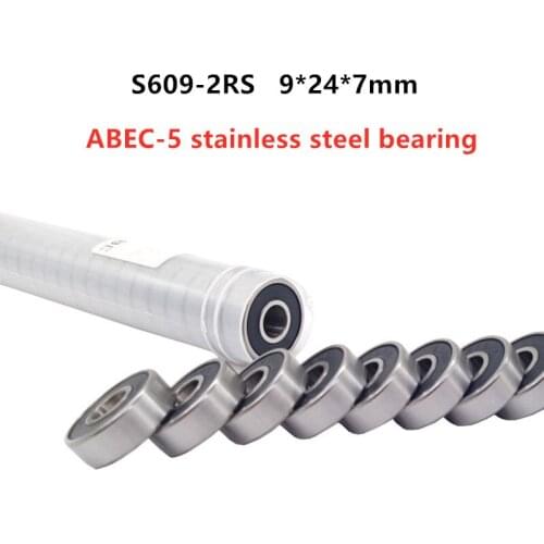 50pcs 440C stainless steel bearing ABEC-5 S609-2RS 9*24*7 mm deep groove ball bearing S609RS 9mmx24mmx7mm
