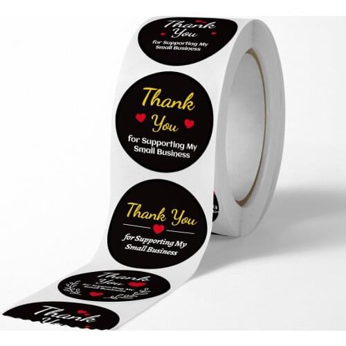 500pcs Red Heart Thank You For Supporting My Small Business Labels Stickers Gold Foil Design For Seal Envelope Jewelry Box