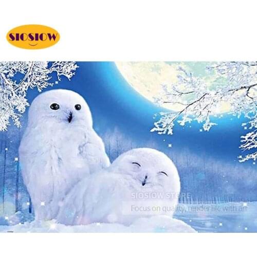 5D Diamond Painting Snowy Owl White Picture Of Rhinestones 3d Diamond Embroidery Animals Cross Stitch Owls Full Round Decor Home