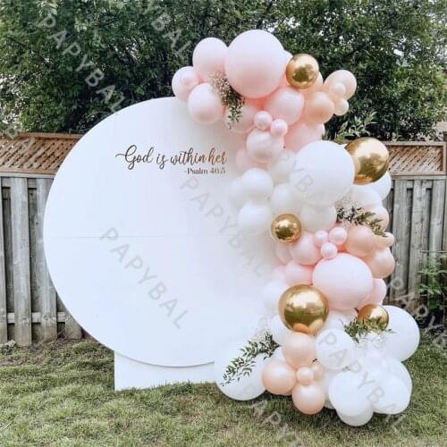 81Pcs Macaron Pink White Balloons Arch Garland Kit 4D Chrome Gold Balloon For Wedding Party Birthday Baby Shower Decoration