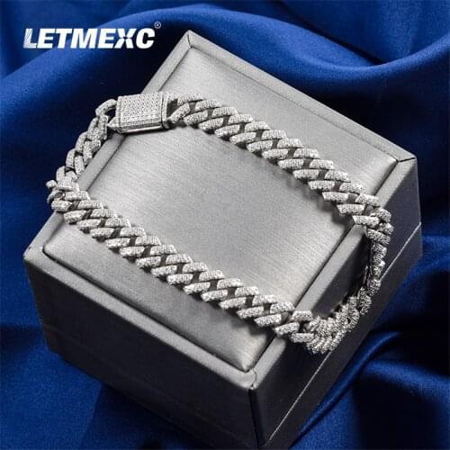 Moissanite Diamond Bracelet S925 Silver Denim Cuban Bracelet Full Diamond Bracelet Men Couple INS Trend European and American