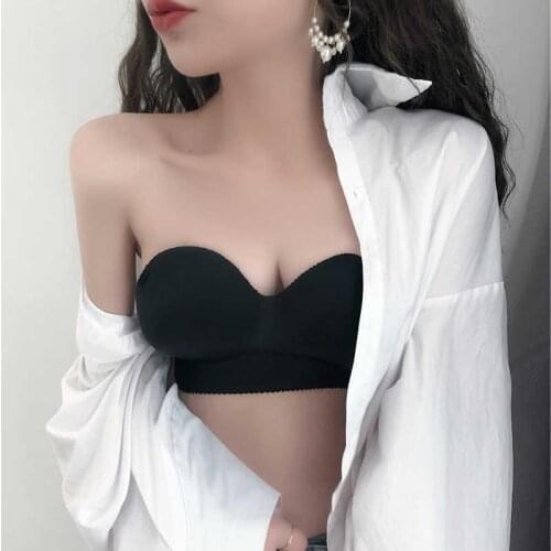 Anti Emptied Breathable Underwear Wrapped Chest Padded Bra Tube Top Strapless Adjustable A66