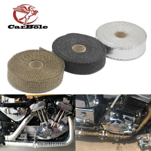 CARBOLE 25mm*15M black Black Exhaust Manifold Header Wrap Tape 10 pcs Cable Zip Ties 1"x 50' For Car & Motorcycle Exhaust Tape