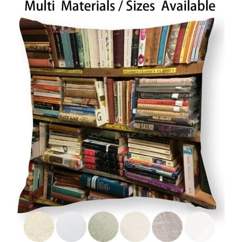 Books Books Books Pillow Case Throw Pillow Cover Cotton Linen Flax Library Shelf Old England Reading Bookworm Textbook Life