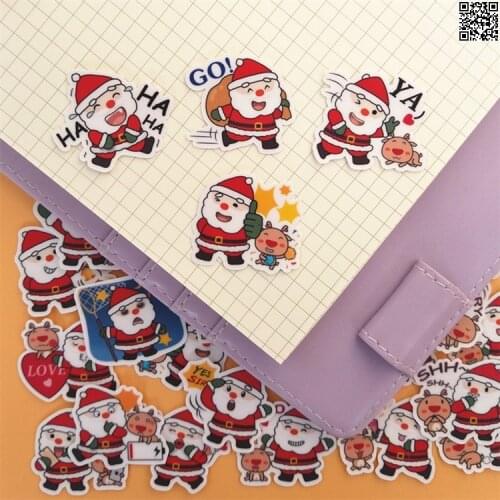 40pcs Santa Claus Cartoon Album Scrapbook Waterproof Decoration Sticker DIY Handmade Gift Scrapbook Sticker