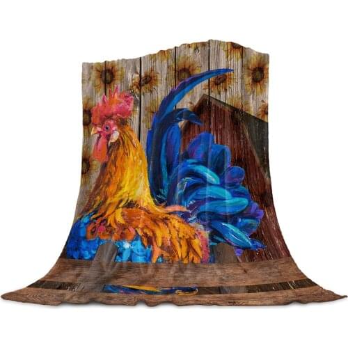 Rooster Sunflower Farm Barn Soft Warm Coral Fleece Flannel Blankets For Beds Throw Sofa Cover Bedspread Winter Blankets