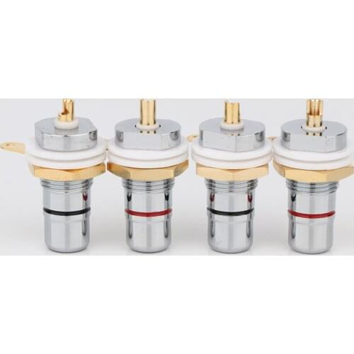 Hi Audio 8PCS Rhodium+Gold Plated RCA Socket Phono Chassis Female HIFI AMP