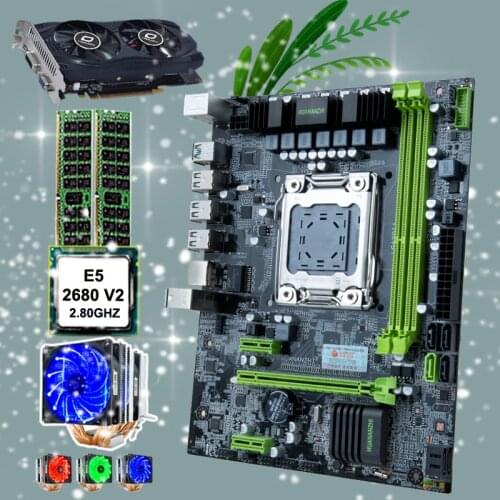 HUANANZHI X79 6M motherboard Intel micro ATX motherboard CPU Intel Xeon E5 2680 V2 with cooler RAM 32G(2*16G) RECC GTX750TI 2G