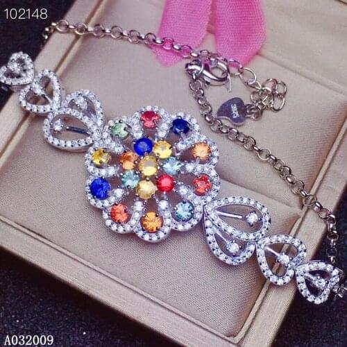 KJJEAXCMY fine jewelry 925 sterling silver inlaid natural color sapphire bracelet popular girl hand bracelet support testing