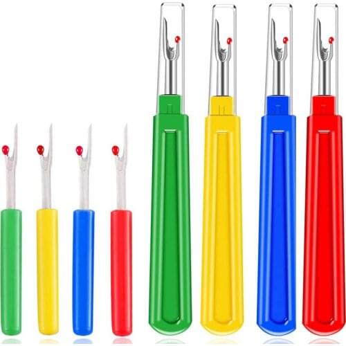 LMDZ 4 Big and 4 Small Colorful Plastic Handle Craft Thread Cutter Seam Ripper Stitch Unpicker for DIY Sewing Accessories