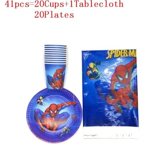 Spiderman Theme Kids Boys Favor Birthday Pack Event Party Cute Cups Plates Tablecloth Baby Shower Disposable Tableware Supplies