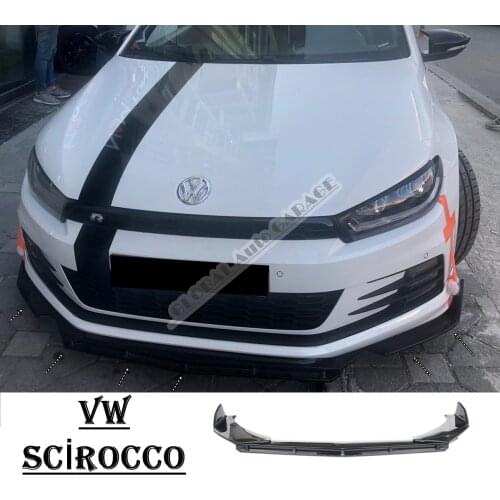 For VOLKSWAGEN SCIROCCO Front Bumper Attachment Lip 2008-2020 Piano Glossy Black Splitter Diffuser Universal Spoiler Bumper