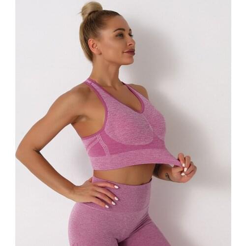 2021 New Women Yoga Vest Bras Moisture Wicking Sport Underwear Elastic Seamless Gather Bra Running Workout Fitness Slim Crop Top