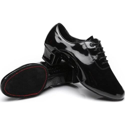 USHINE black soft PU practice teacher shoes national standard Latin dance shoes children man