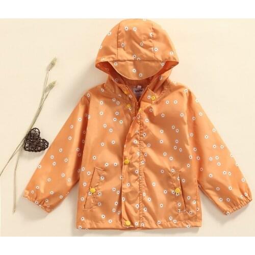 Fall Autumn Kids Baby Boy Girl Daisy Flower Zipper Hooded Tops Coat Outwear Children Clothes