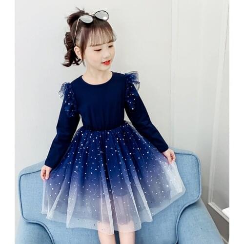 Girls Dress Spring Autumn Star Sequins Princess Dress Girls Dresses Party Girl Clothes Casual Children Dress 4 6 8 10 12 Years