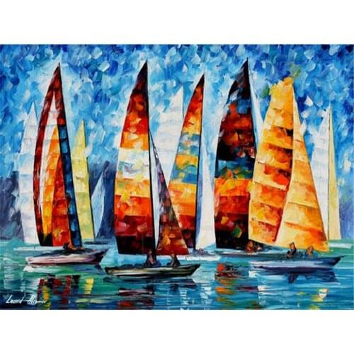 Sail Regatta Printed 11CT Cross Stitch Embroidery Patterns DMC Threads Craft Handmade Handicraft Handiwork Different Floss