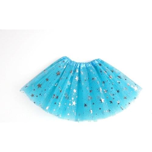 Blue Baby Kids skirt Girls Princess Stars Glitter Dance Tutu Skirt Sequins Party Dance Ballet Tutu Printed stars Skirts