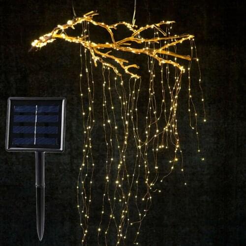 100 LED Waterfall Solar Powered Twinkle Fairy Lights String Lights Wire Vine Solar Lights Garden Festive & Party Supplies