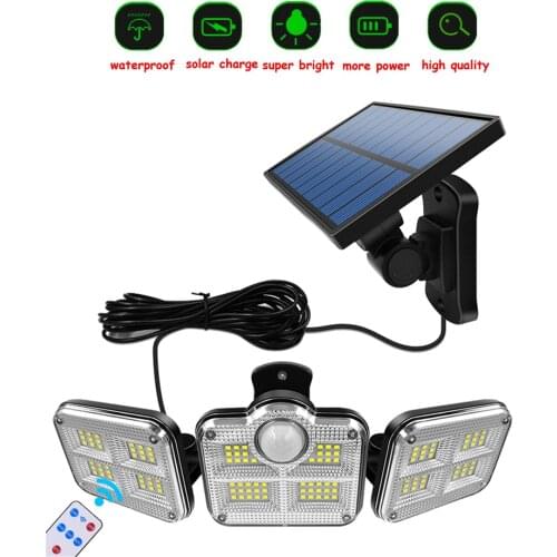 138 led remote seperable 3 Modes Solar Lights Outdoor Solar Motion Sensor Outdoor Lamp 3 Adjustable Heads 270 Wide Angle Illumin