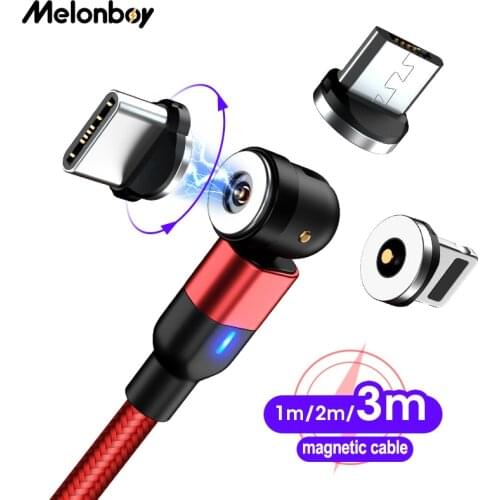 540 Roating Magnetic Cable Phone Charging Cord Micro USB Type C Cable Mobile Phone Wire Cord For iPhone Xiaomi Braided Wire