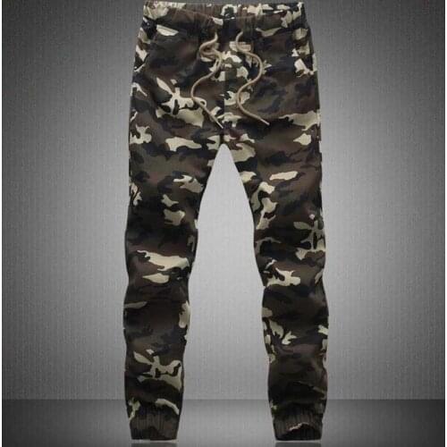 High quality 2021 Summer Camouflage Elastic cotton men closed beam foot trousers tether pants male youth pants plus size 5XL